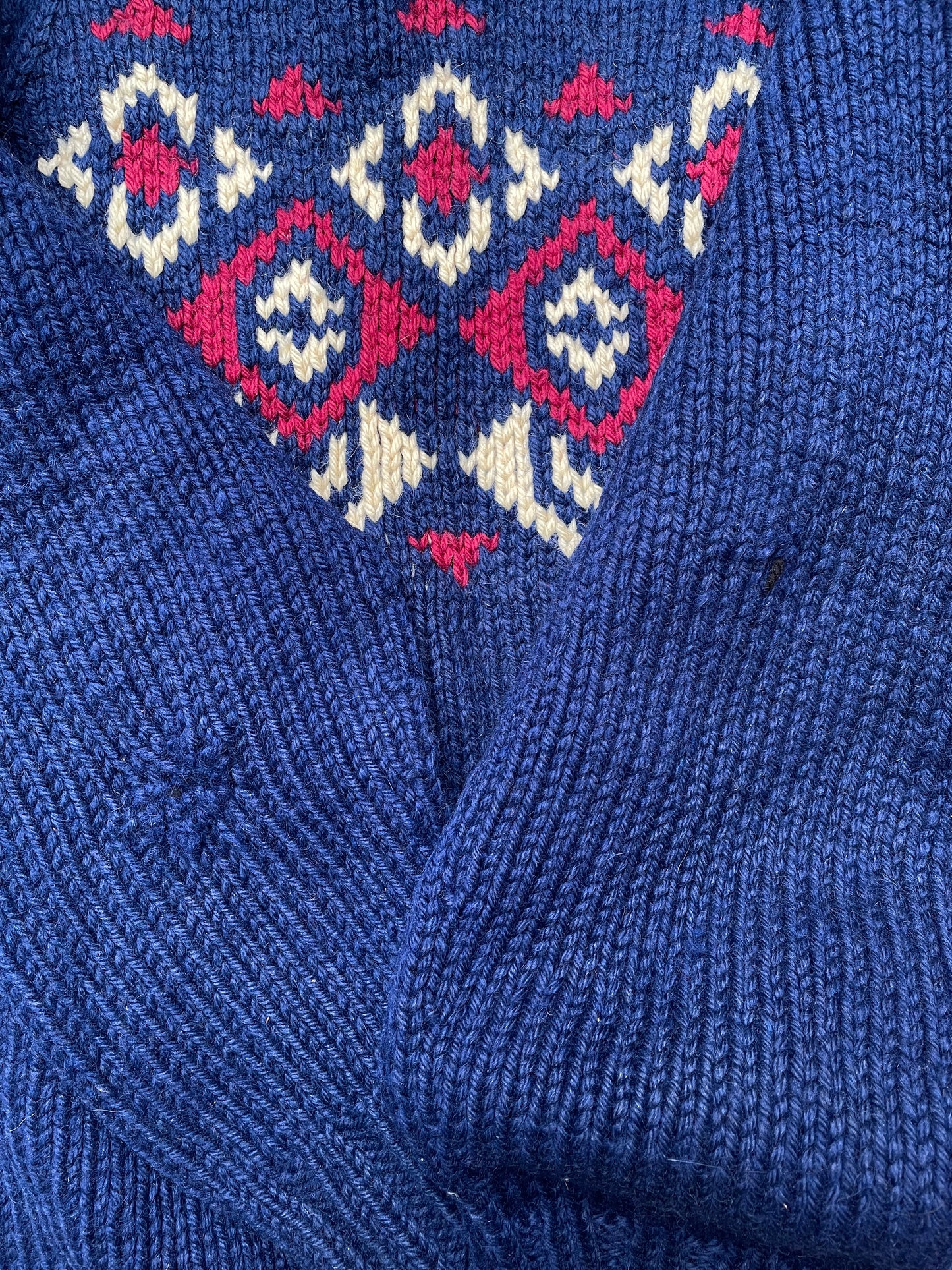 1960's Patterned Knit Cowichan Sweater/Curling Sweater - L