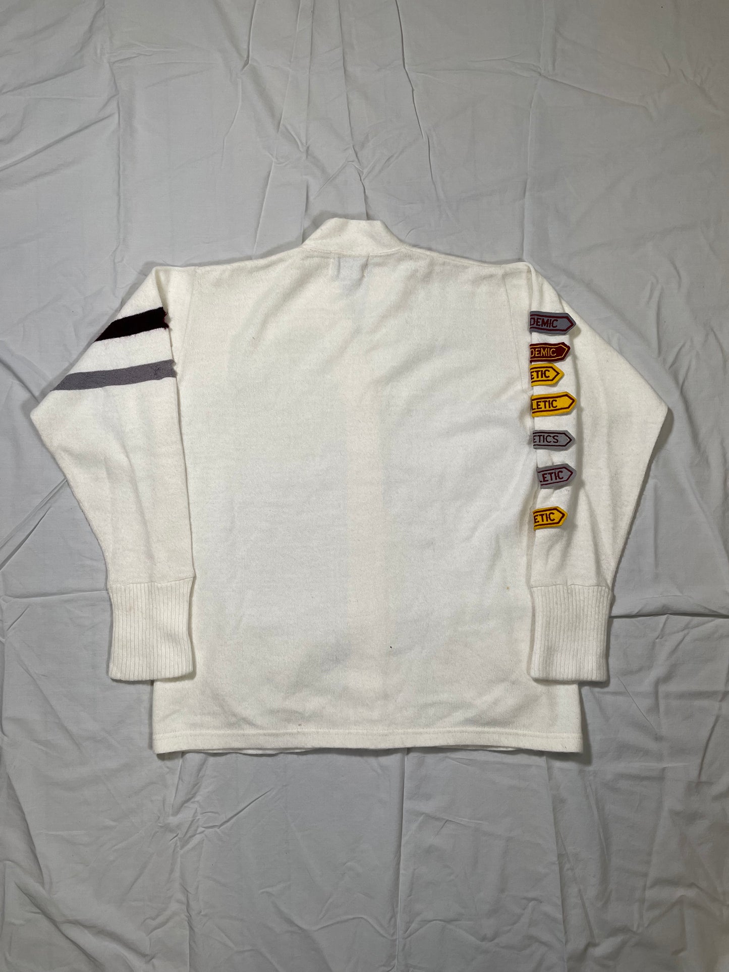 1960's Albion Knit Wool Letterman Cardigan Sweater - M