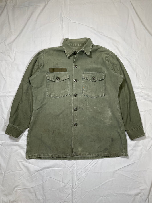 1970's U.S. Military OG-107 Well Worn Utility Shirt - L