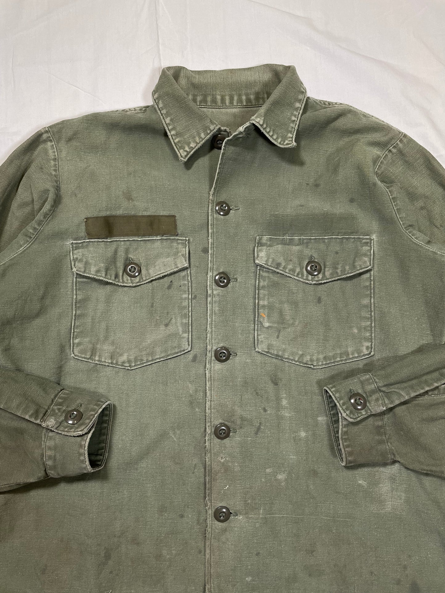 1970's U.S. Military OG-107 Well Worn Utility Shirt - L