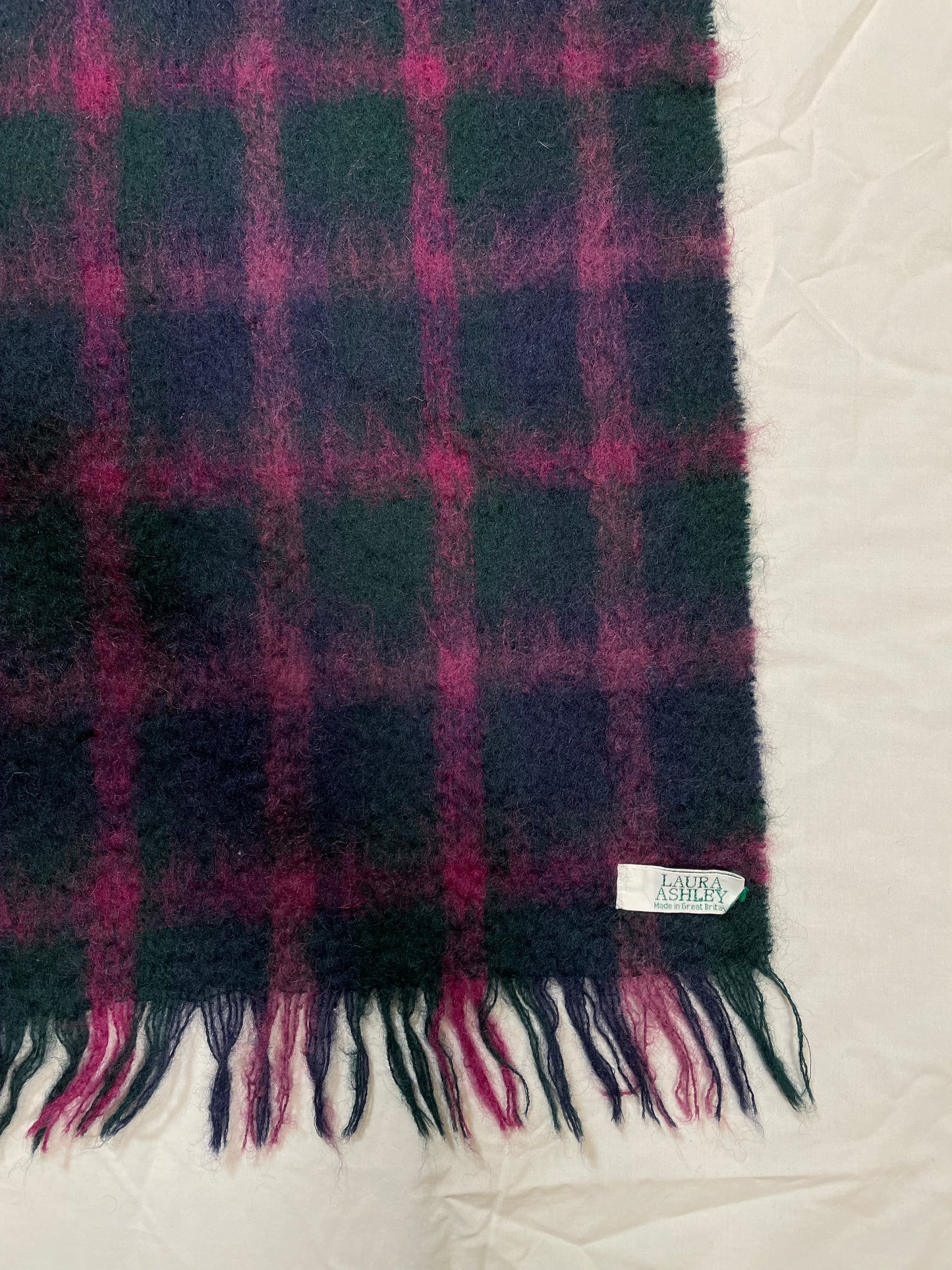 1980's/1990's Laura Ashley Plaid Mohair Scarf