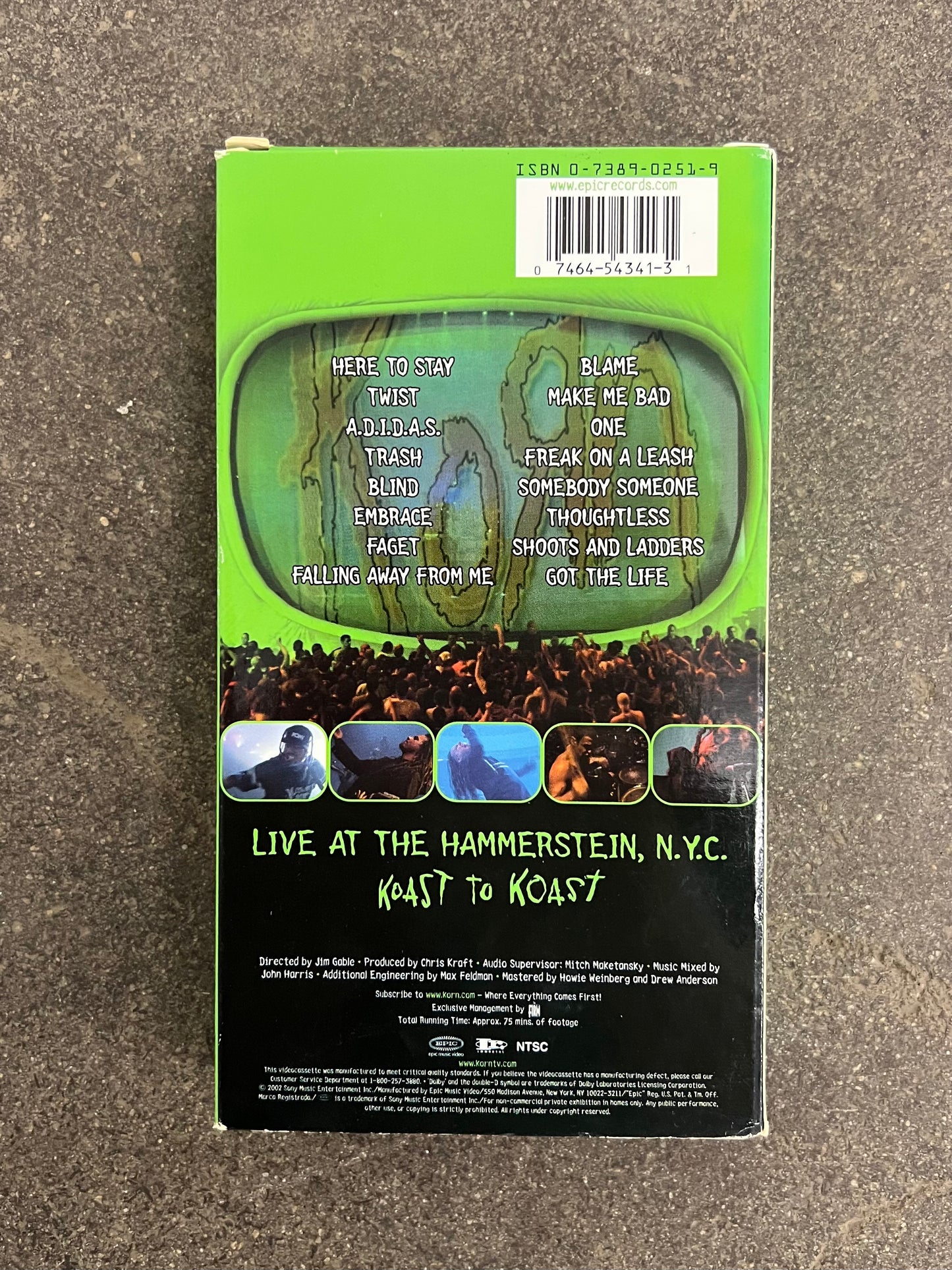 2002 Korn Live VHS Tape