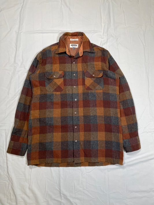 1980's Shelter Bay by Arrow Plaid Wool Flannel Button Up Shirt - XL