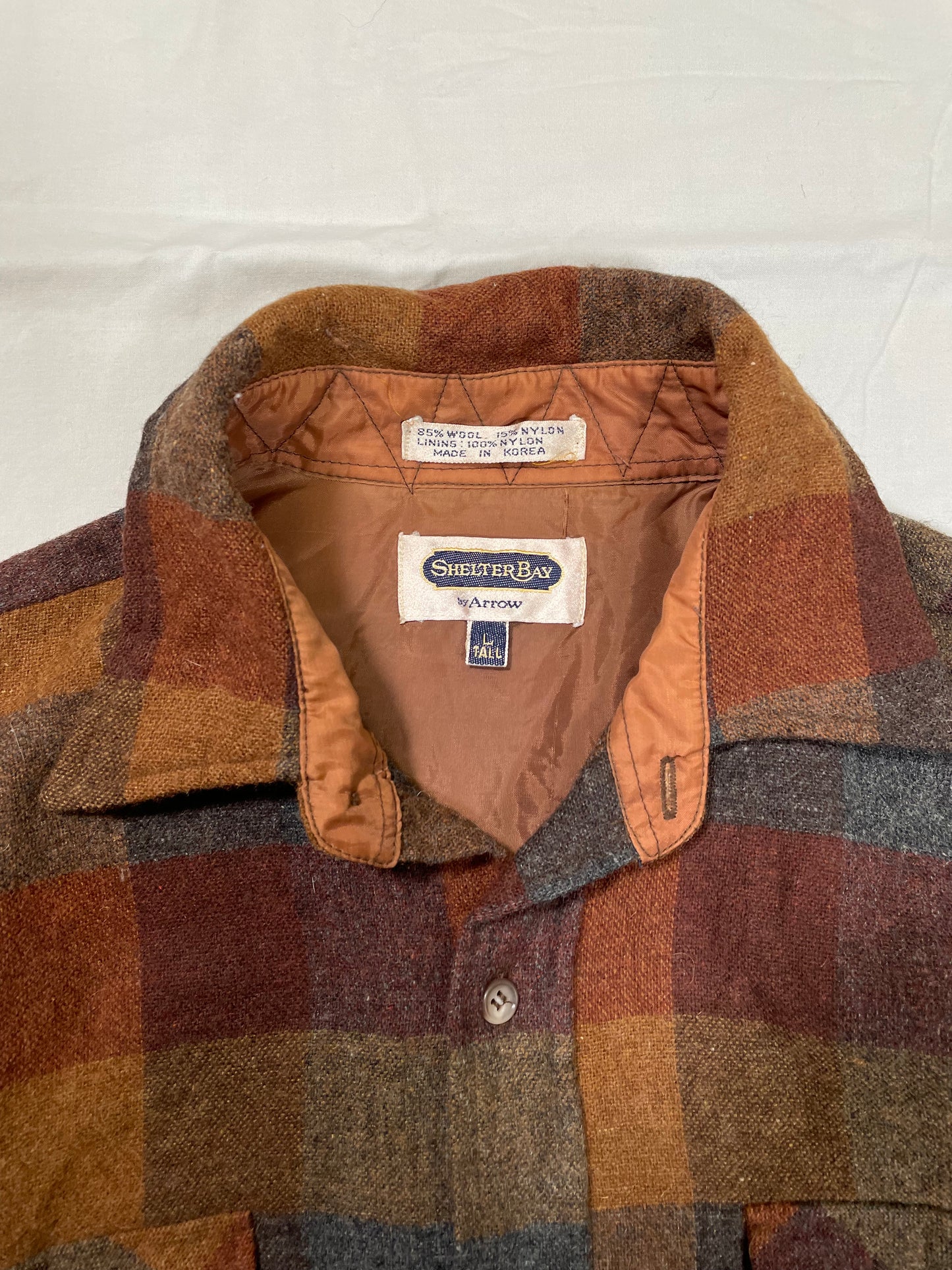 1980's Shelter Bay by Arrow Plaid Wool Flannel Button Up Shirt - XL