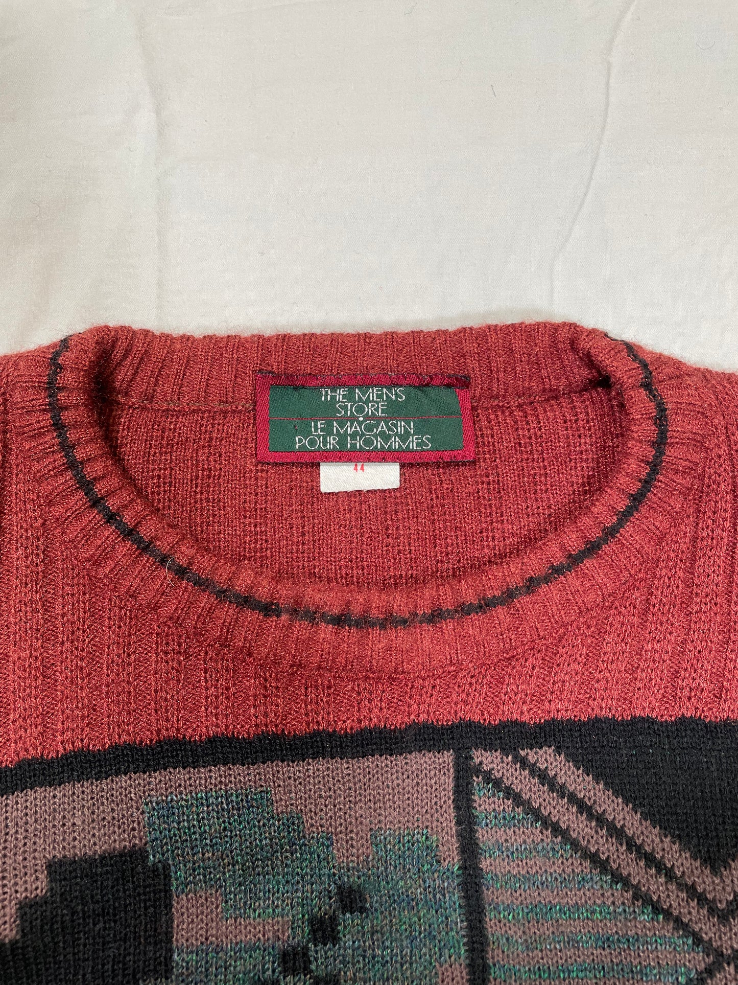 1980's The Men's Store Patterned Knit Sweater - L