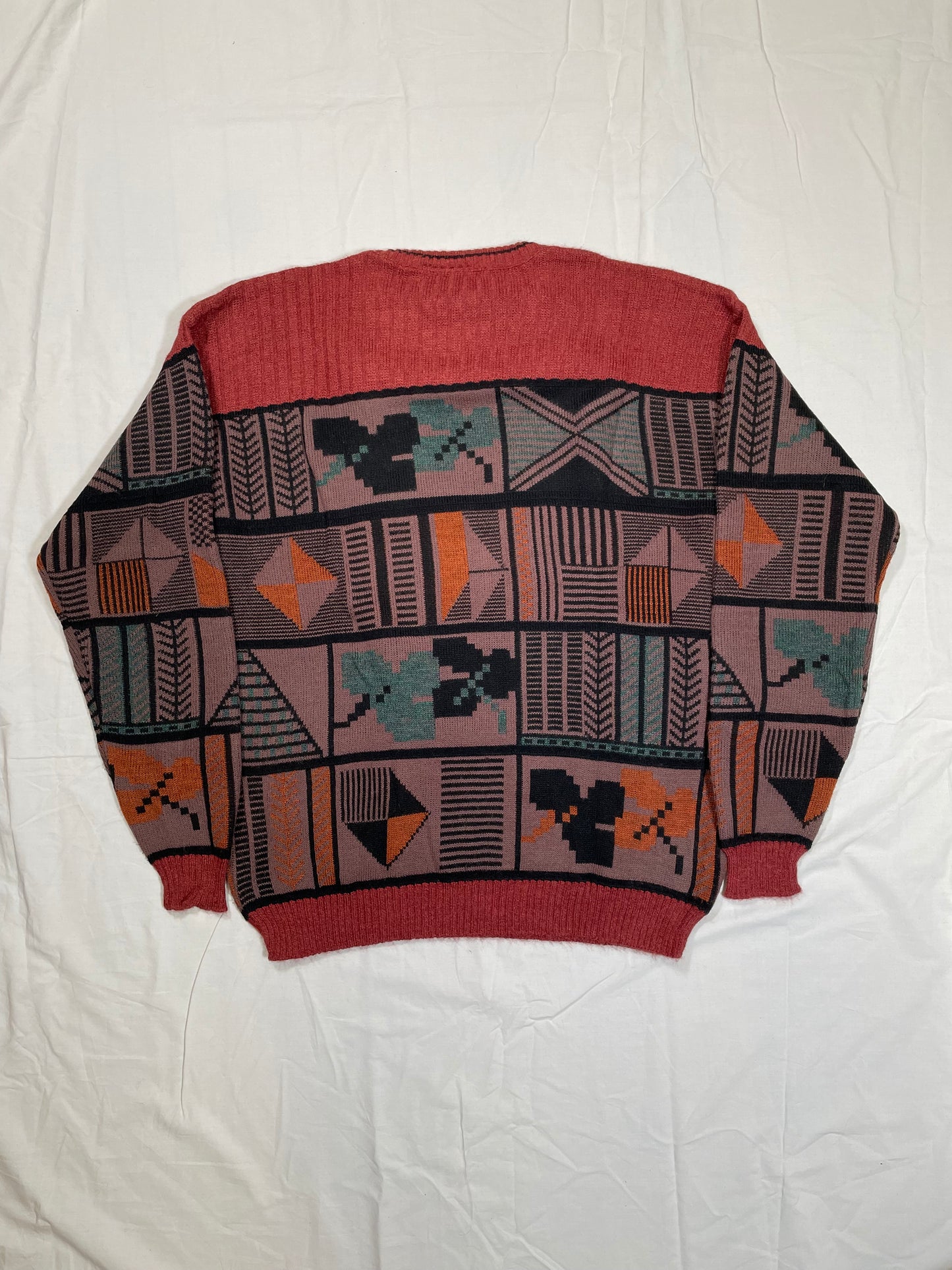 1980's The Men's Store Patterned Knit Sweater - L