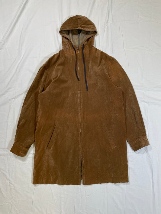 1995 Comme Des Garcons Shirt Suede Full Zip Hoodie Parka Jacket - L