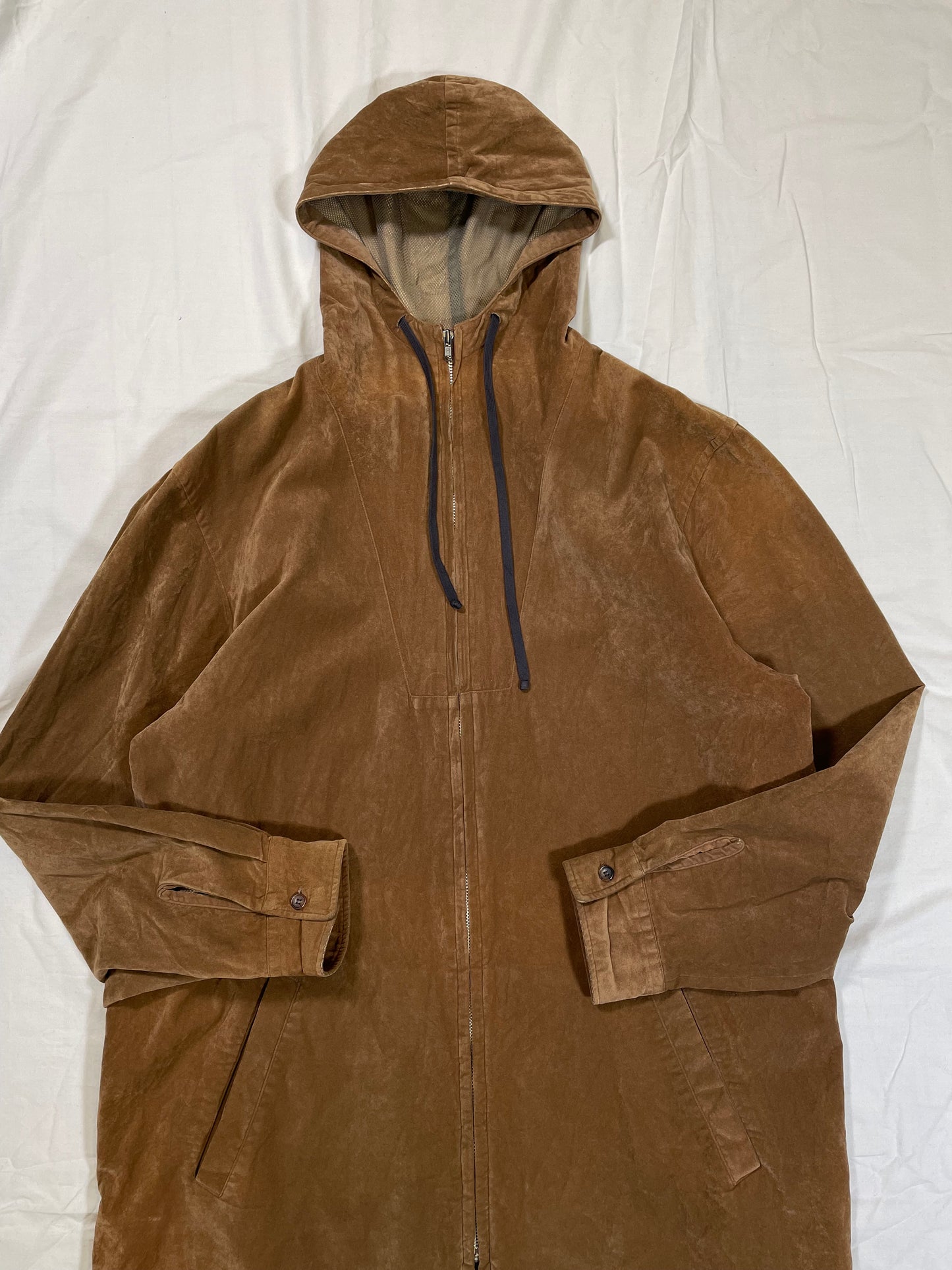 1995 Comme Des Garcons Shirt Suede Full Zip Hoodie Parka Jacket - L