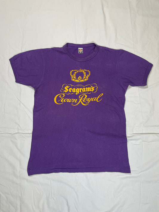 1980's Seagram's Crown Royal Whisky Graphic Ringer T-Shirt - M