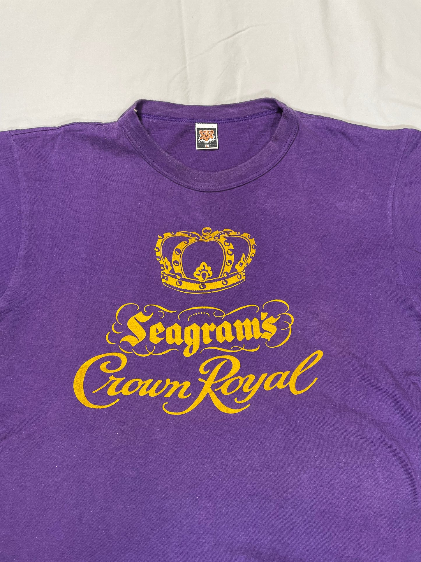 1980's Seagram's Crown Royal Whisky Graphic Ringer T-Shirt - M