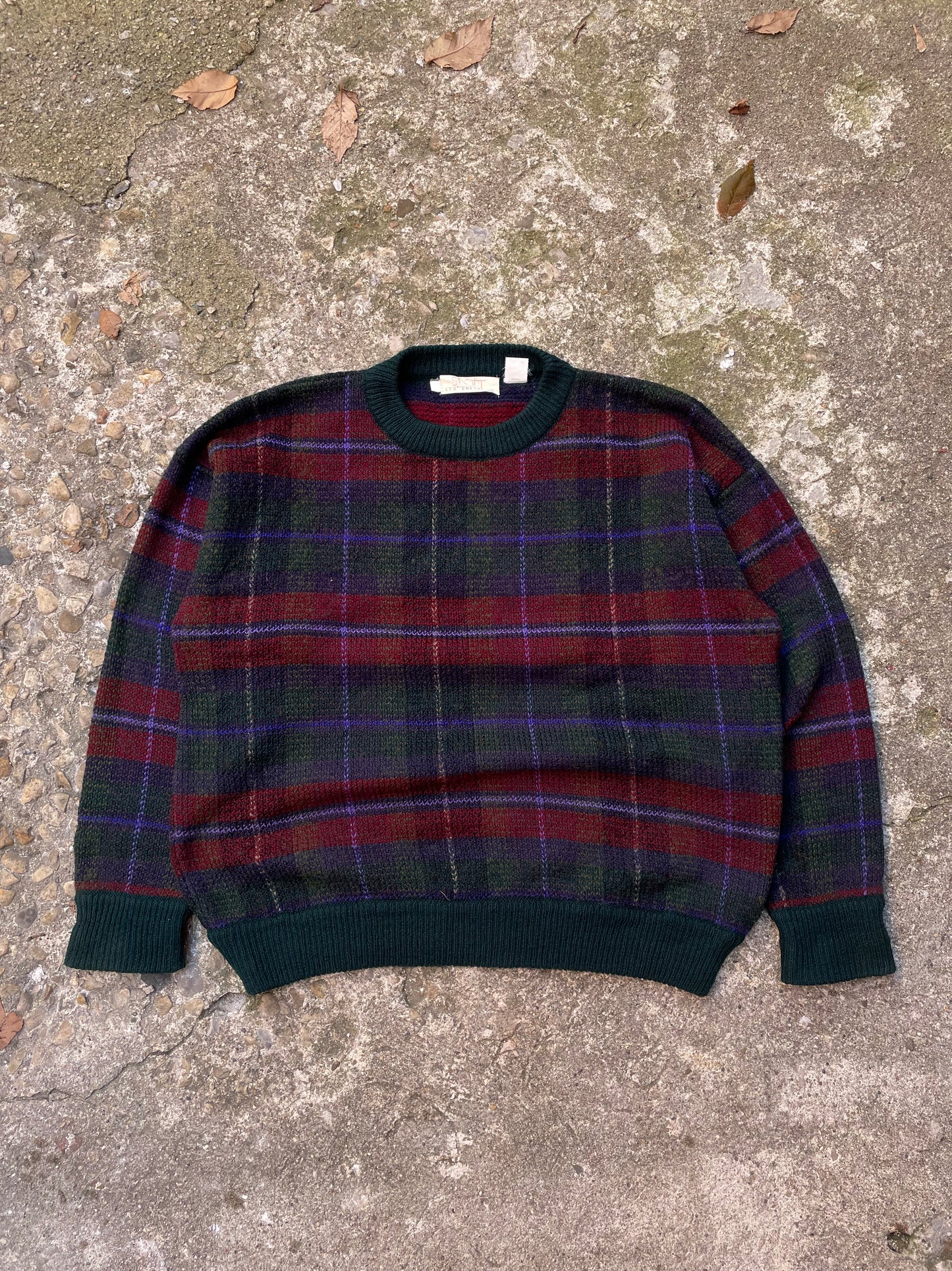 1980's Leo Chevalier Plaid Knit Sweater - L