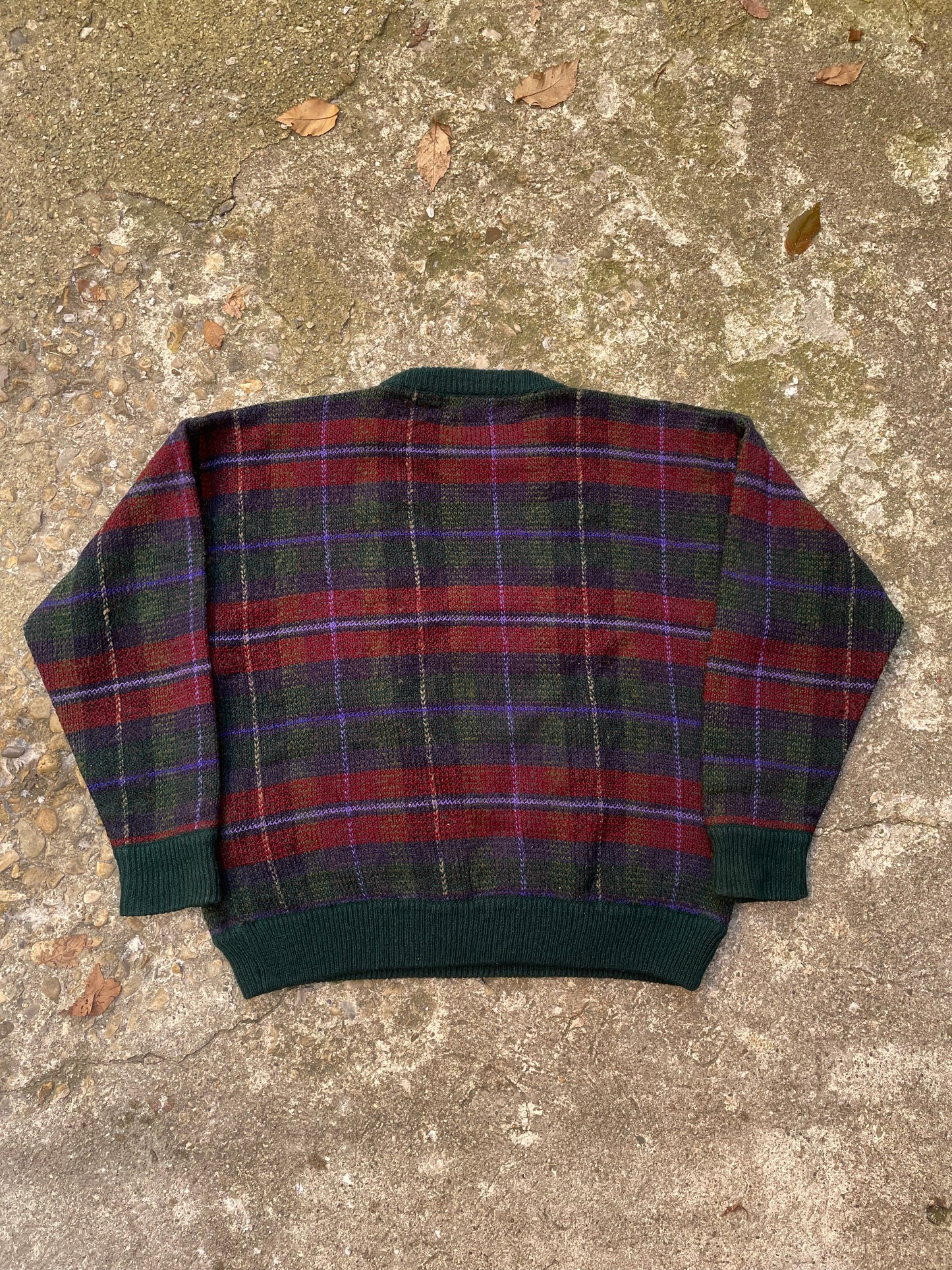 1980's Leo Chevalier Plaid Knit Sweater - L