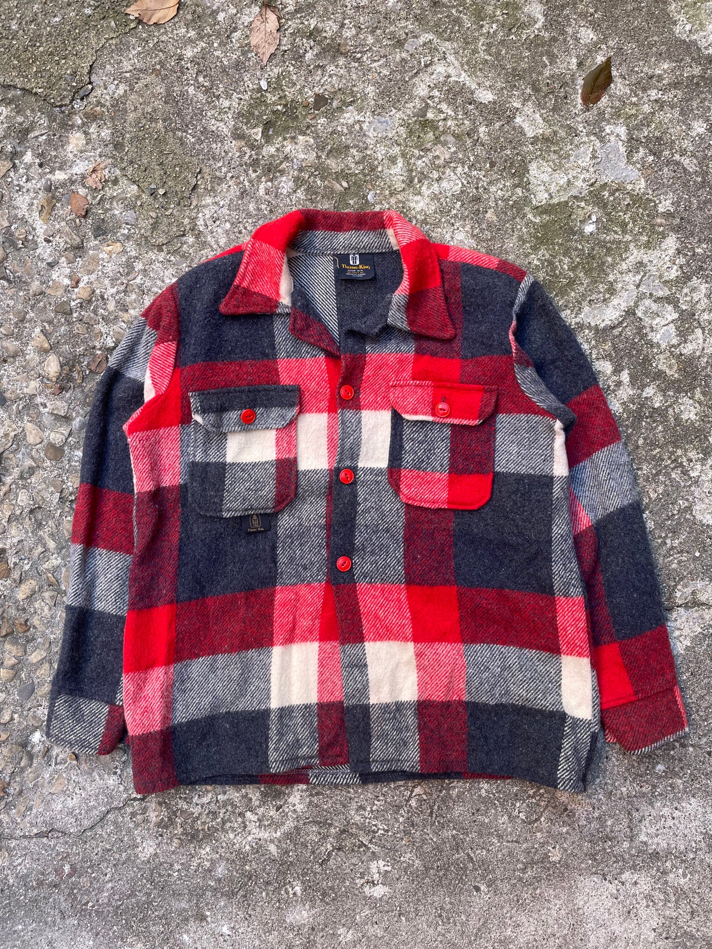 1970's Thermo-King Wool Plaid Flannel Button Up Shirt - L