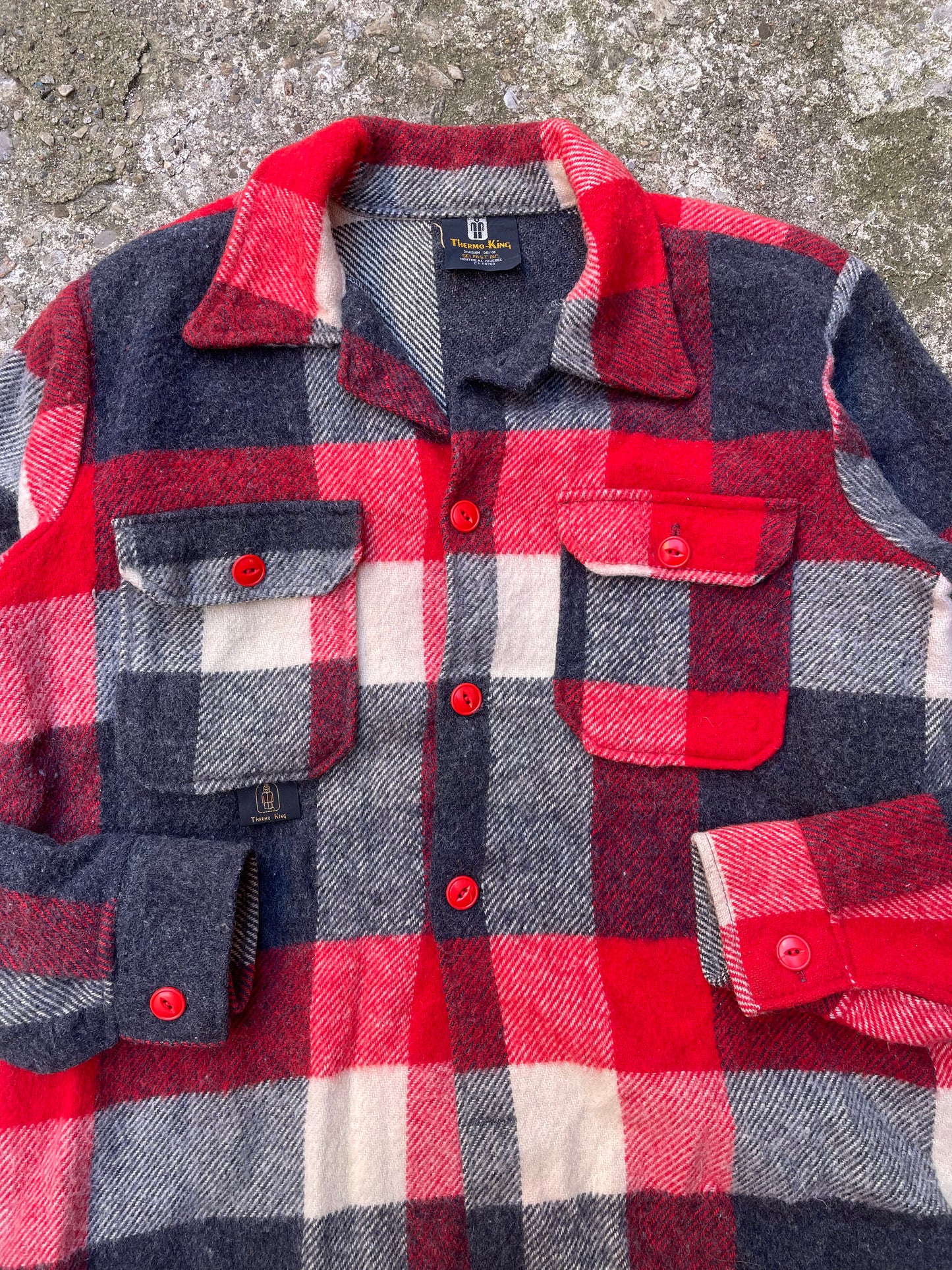 1970's Thermo-King Wool Plaid Flannel Button Up Shirt - L