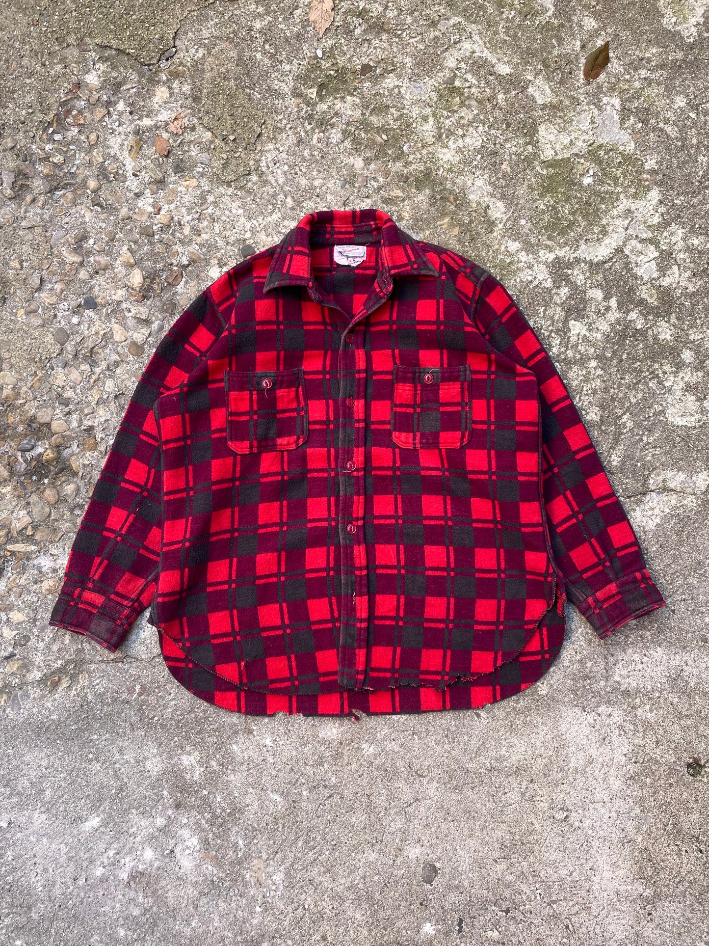 1970's Champion Cotton Plaid Flannel Button Up Shirt - L