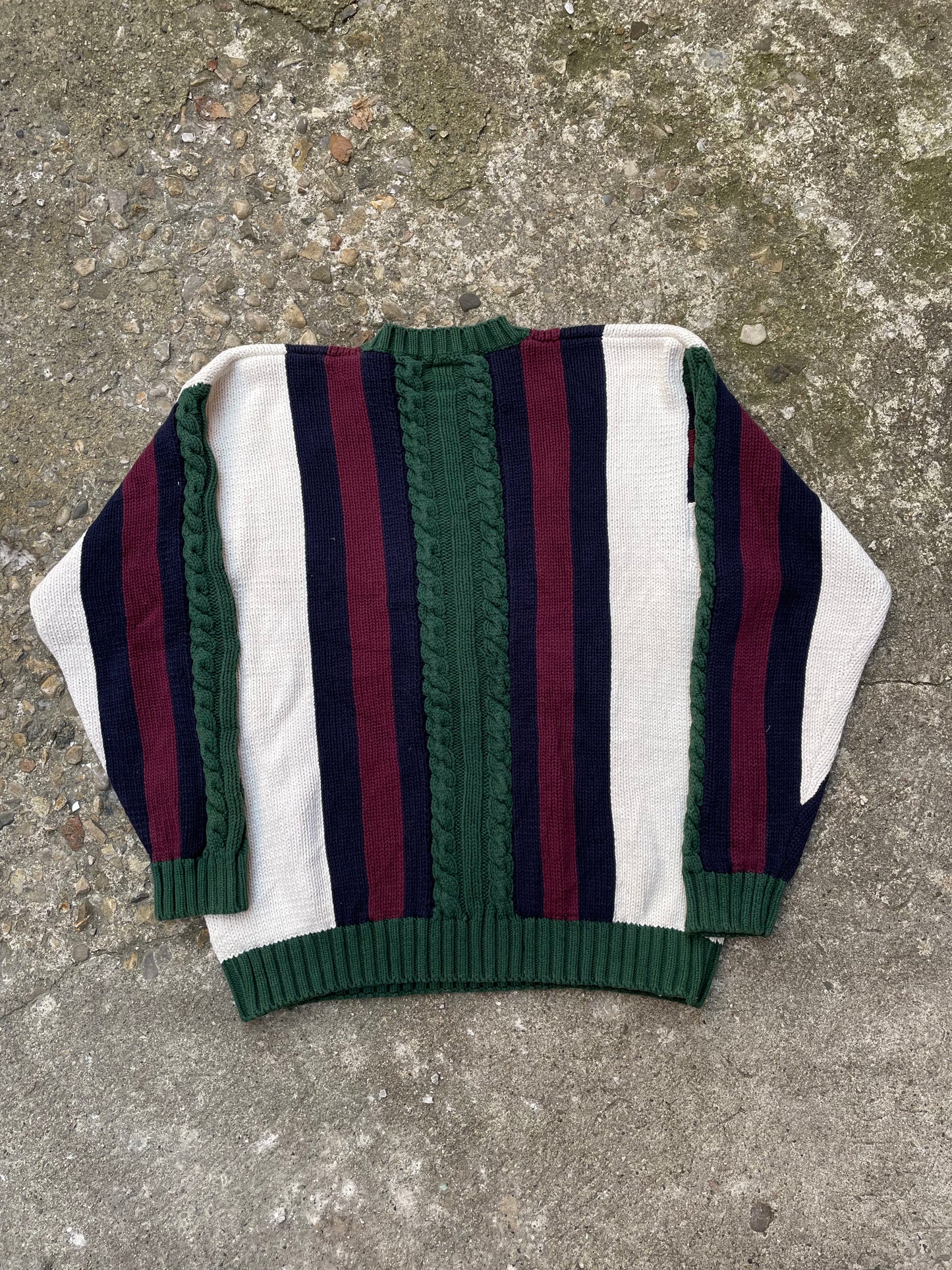 1990's Tommy Hilfiger Striped Cotton Knit Sweater - XL