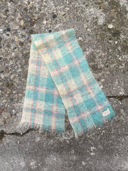 1970's Plaid Mohair Scarf