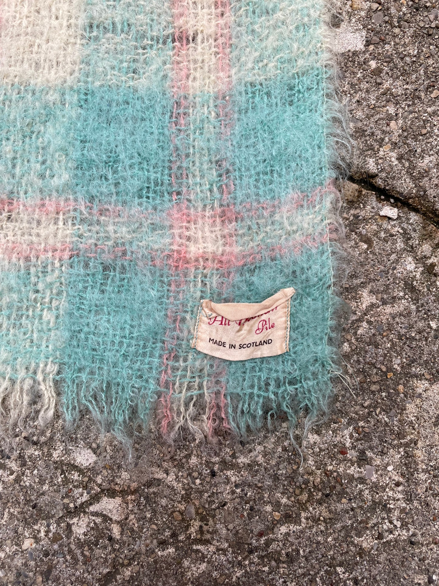 1970's Plaid Mohair Scarf