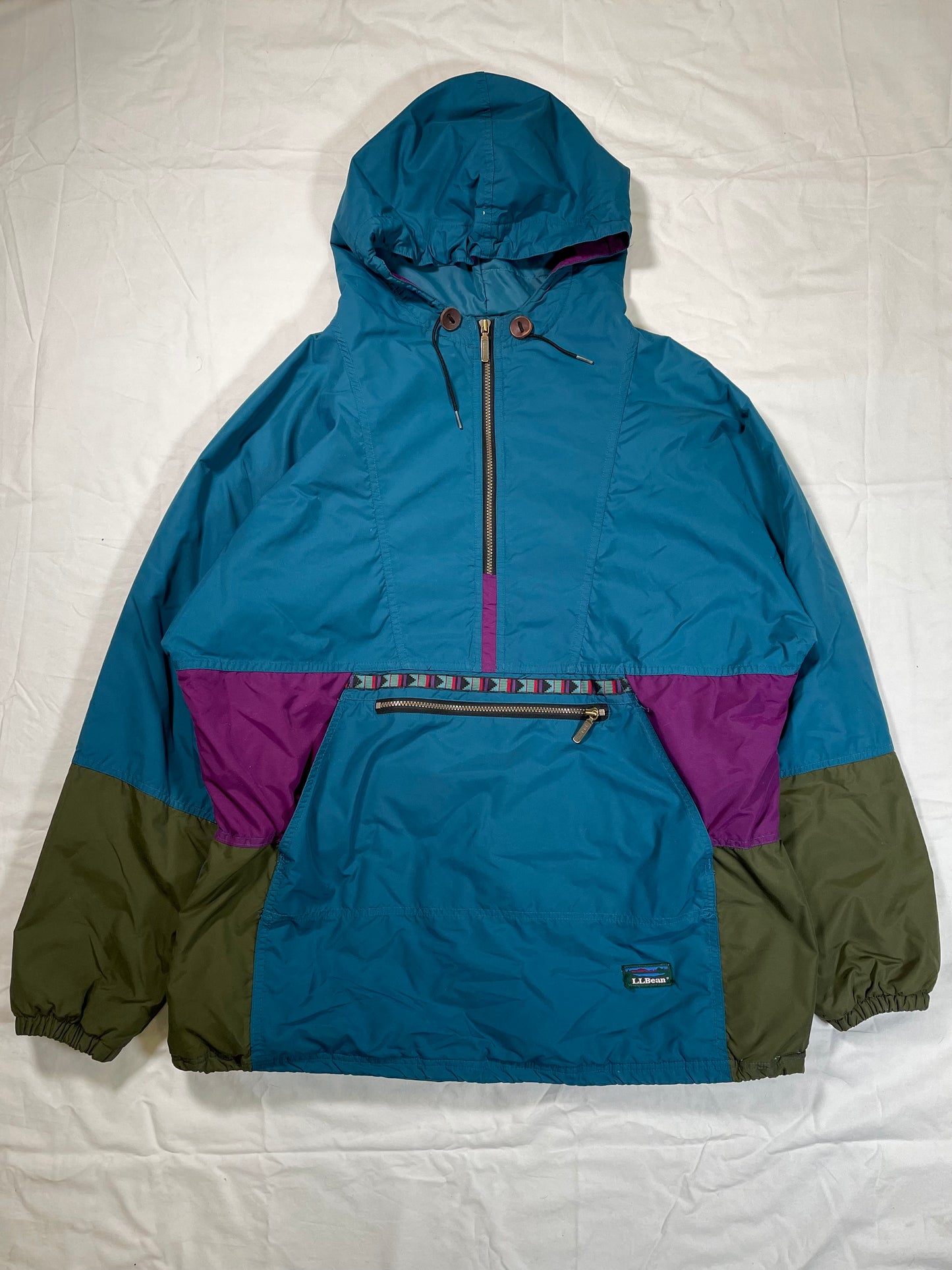 1990's L.L. Bean Thinsulate Aztec Hooded Anorak Jacket - XL