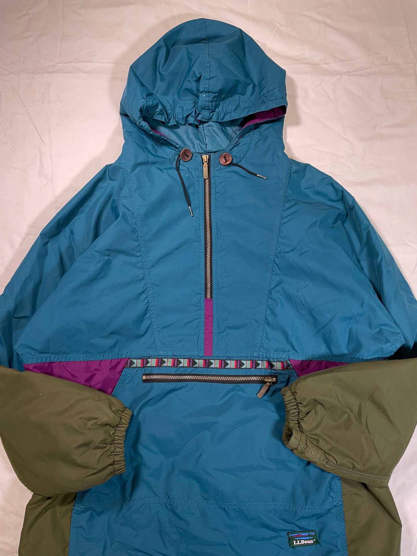 1990's L.L. Bean Thinsulate Aztec Hooded Anorak Jacket - XL