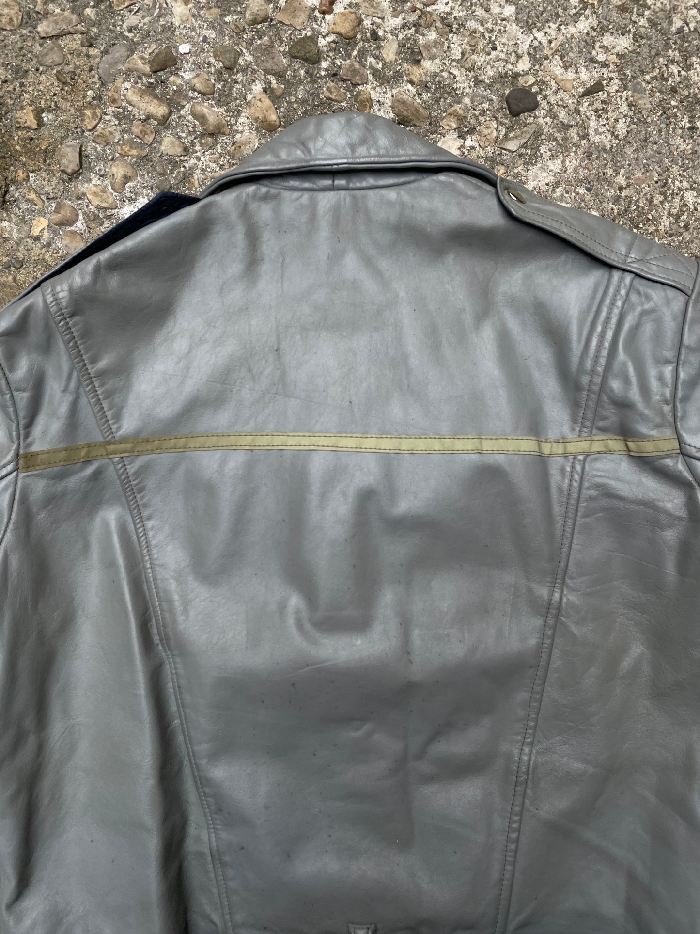 1960's Shields Gray Leather Belted Motorcycle Jacket - L