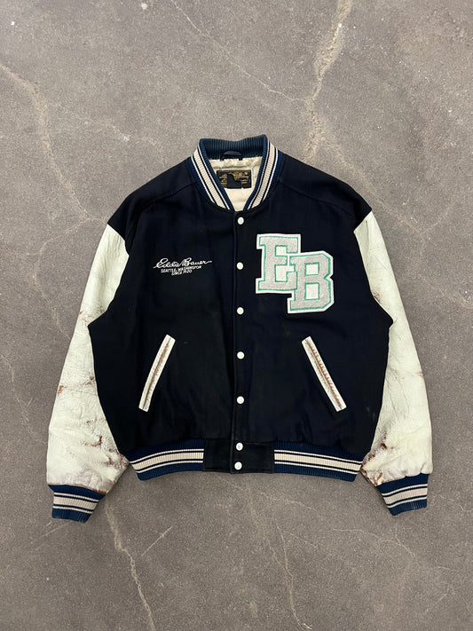 1980's/1990's Eddie Bauer Wool & Leather Letterman Varsity Jacket - XL