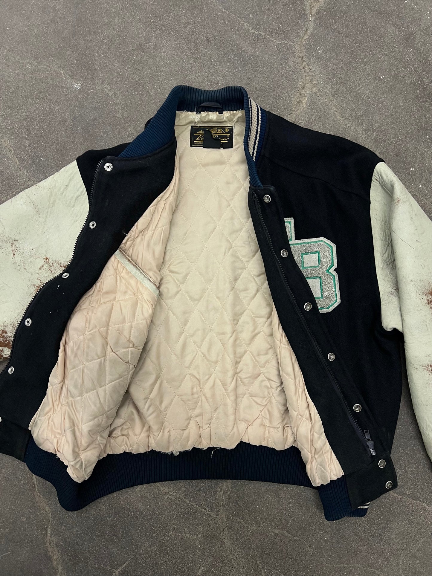 1980's/1990's Eddie Bauer Wool & Leather Letterman Varsity Jacket - XL