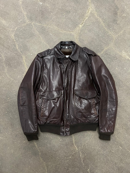 1980's Schott I-S-674-M-S Leather Flight Jacket - 44/L