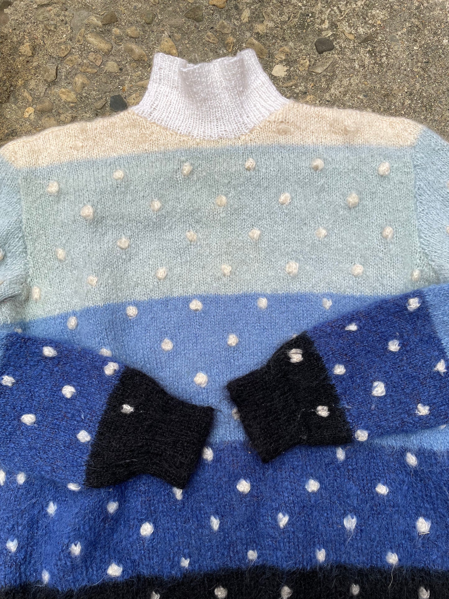 1970's Hand Knit Polka Dots Mohair Sweater - L