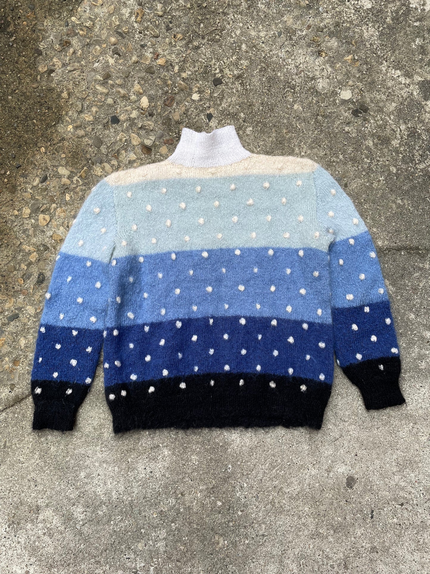 1970's Hand Knit Polka Dots Mohair Sweater - L