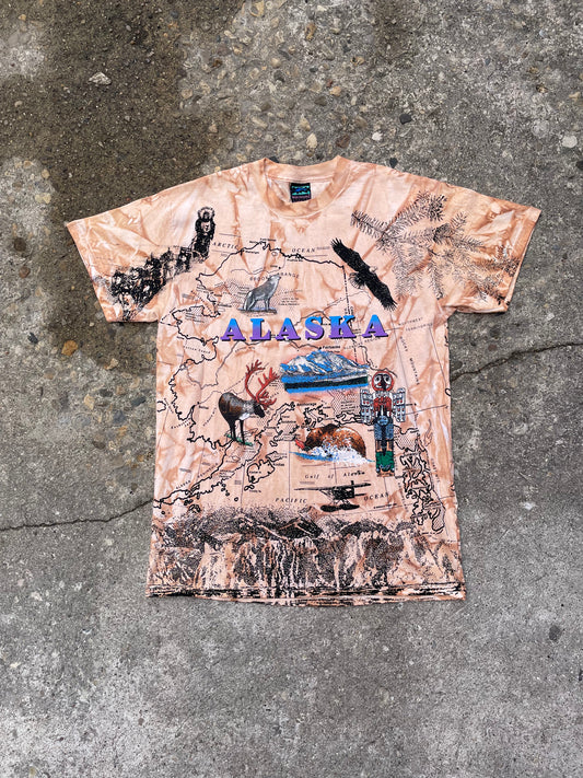1993 Alaska All Over Print Map T-Shirt - L