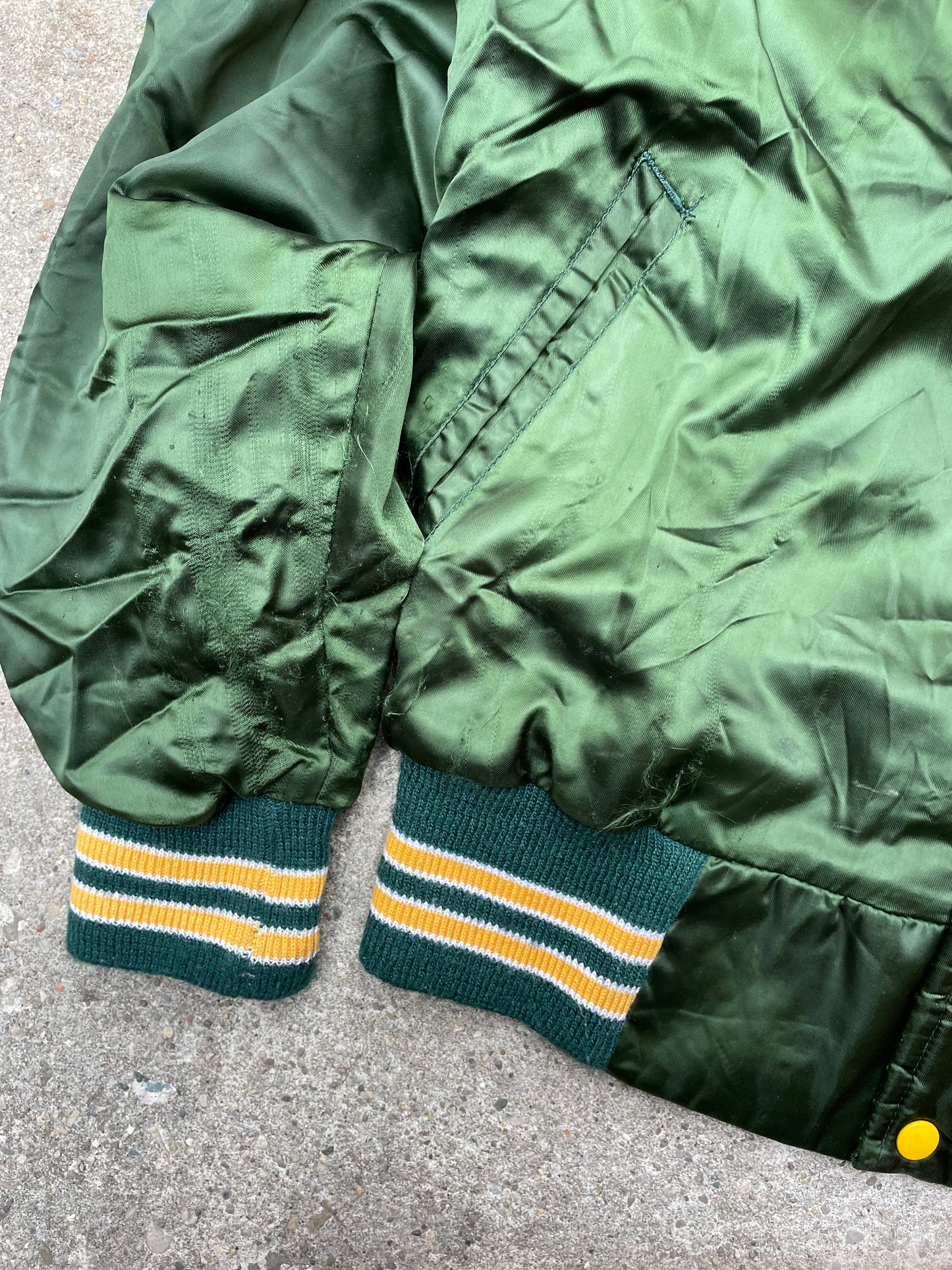 1970's West Wind Green Satin Bomber Varsity Jacket - L