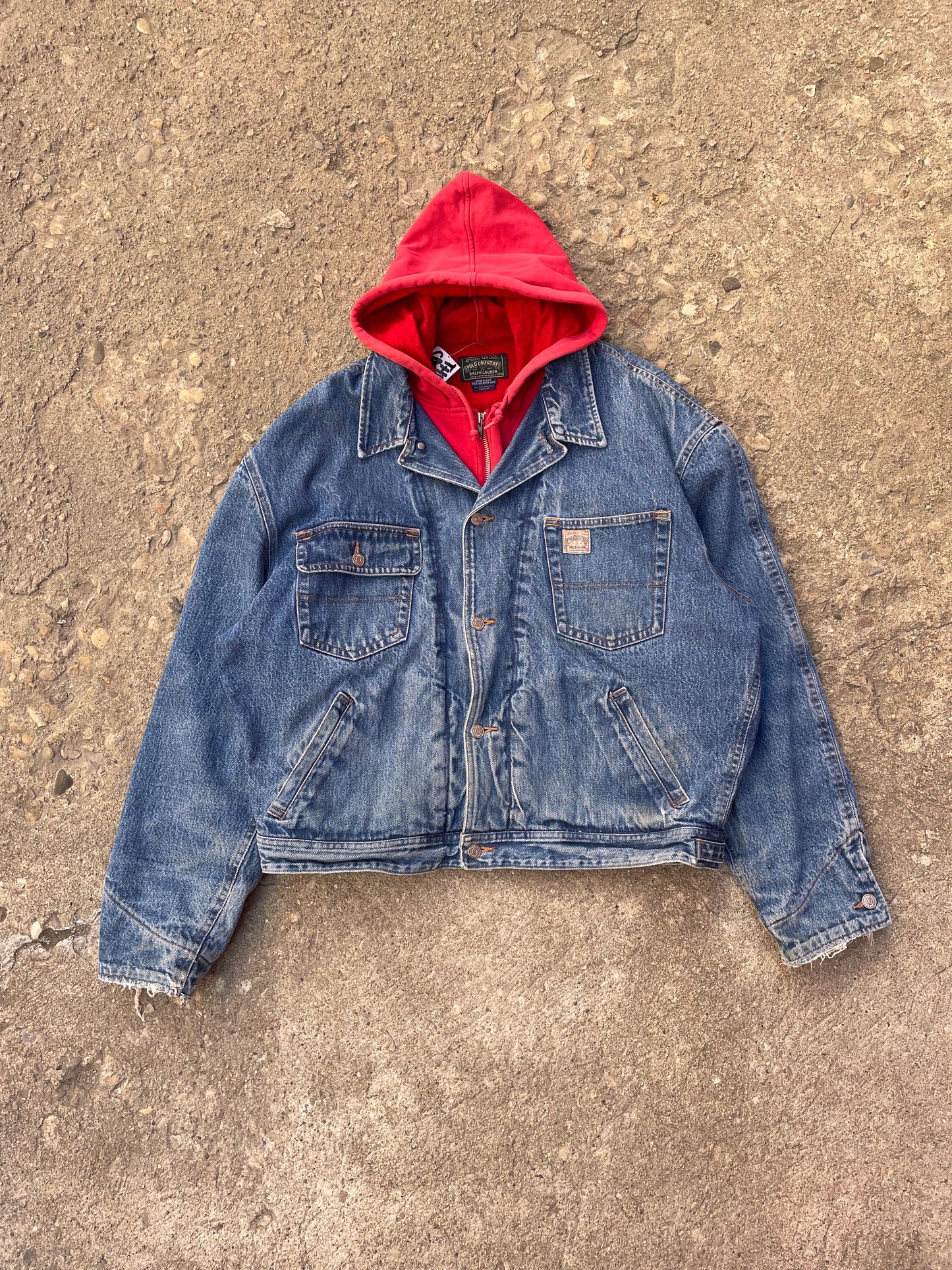 1990's Polo Country by Ralph Lauren Denim Hoodie Jacket - XL