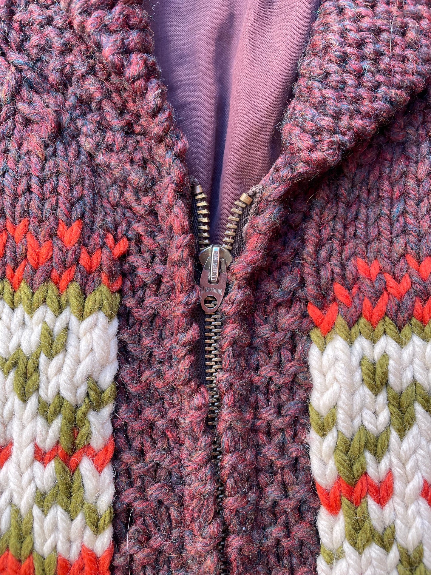 1960's Patterned Cowichan Knit Sweater - L