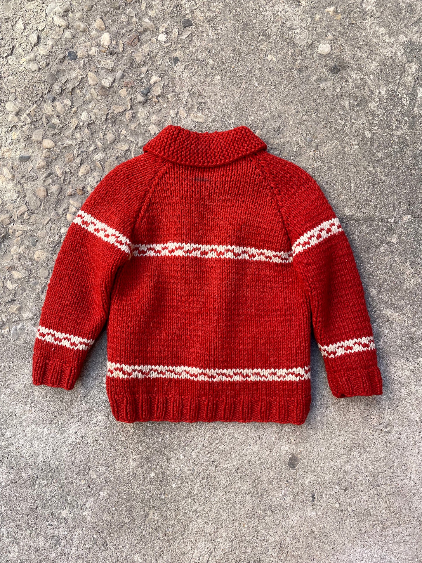 1950's/1960's Red Patterned Cowichan Knit Sweater - XS