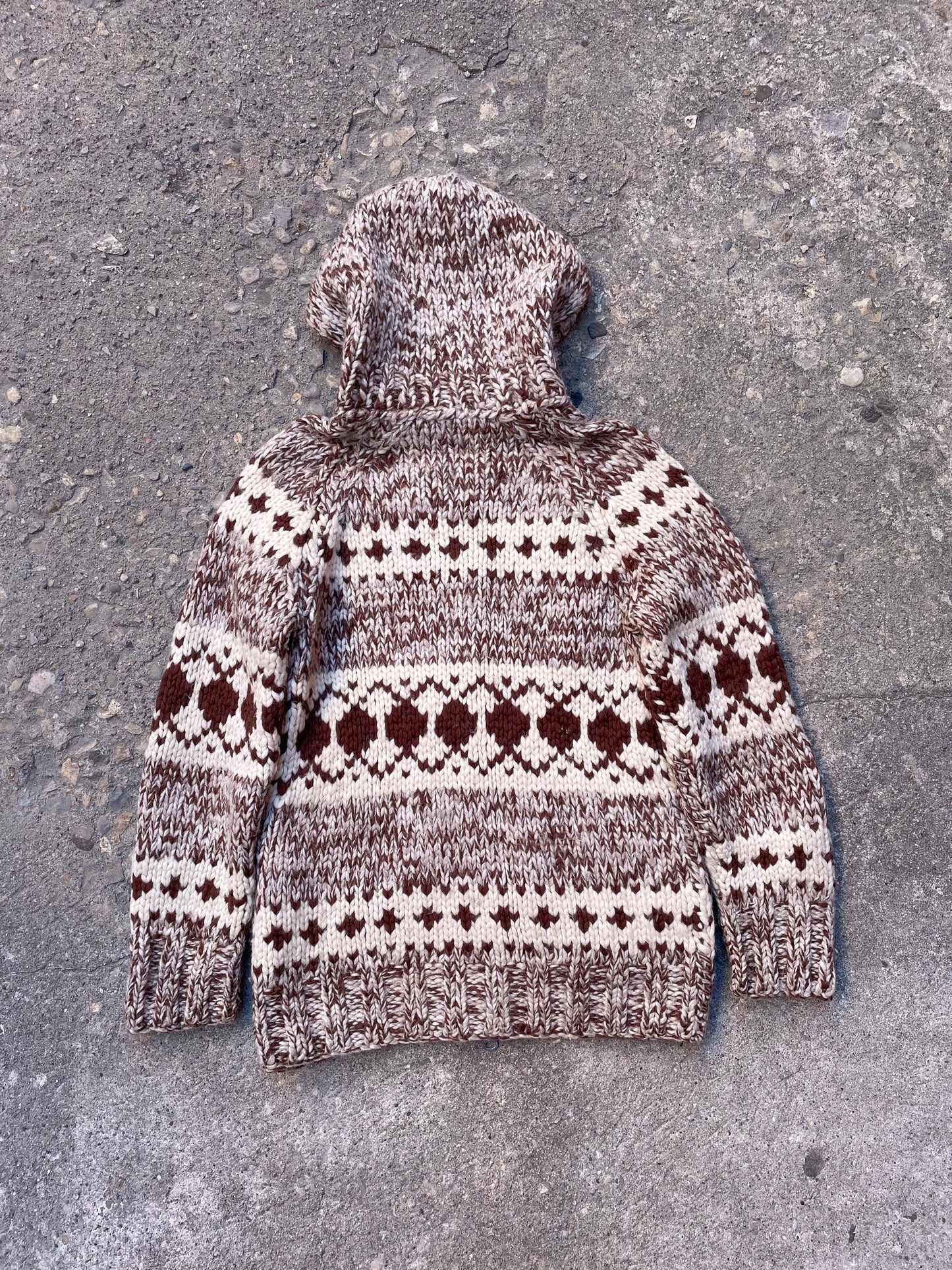 1970's Hooded Cowichan Knit Sweater - L