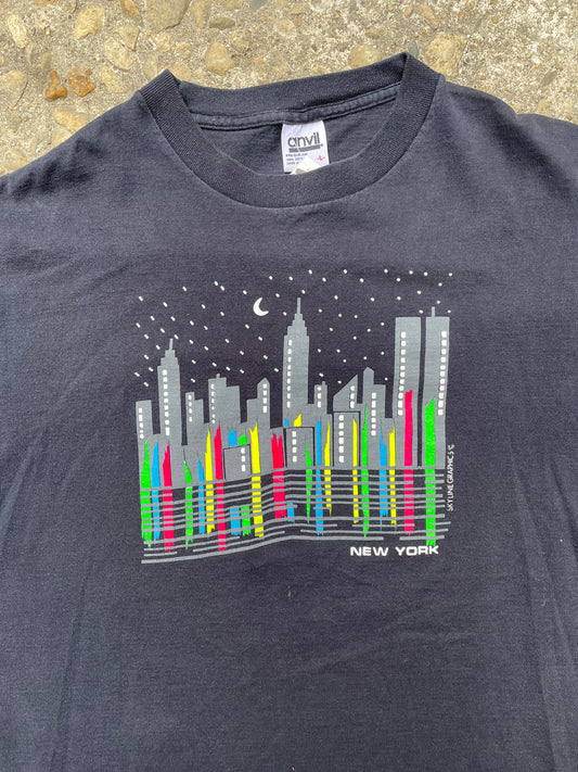1990's New York City Skyline Graphic T-Shirt - L