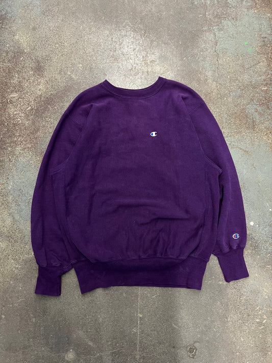 1990's Champion Purple Reverse Weave Crewneck Sweatshirt - XL
