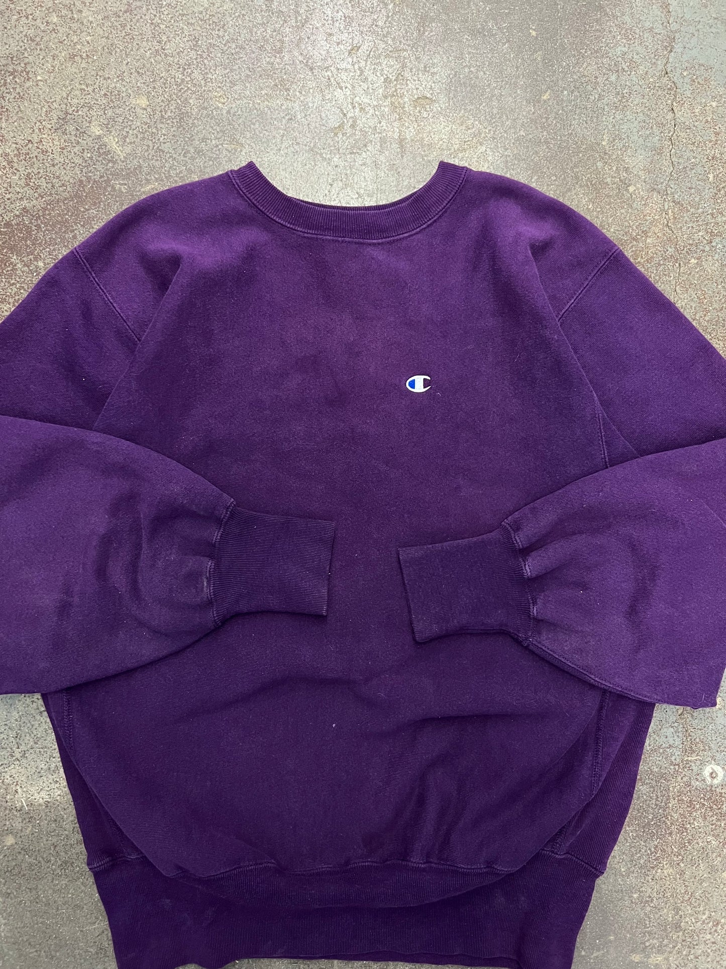 1990's Champion Purple Reverse Weave Crewneck Sweatshirt - XL