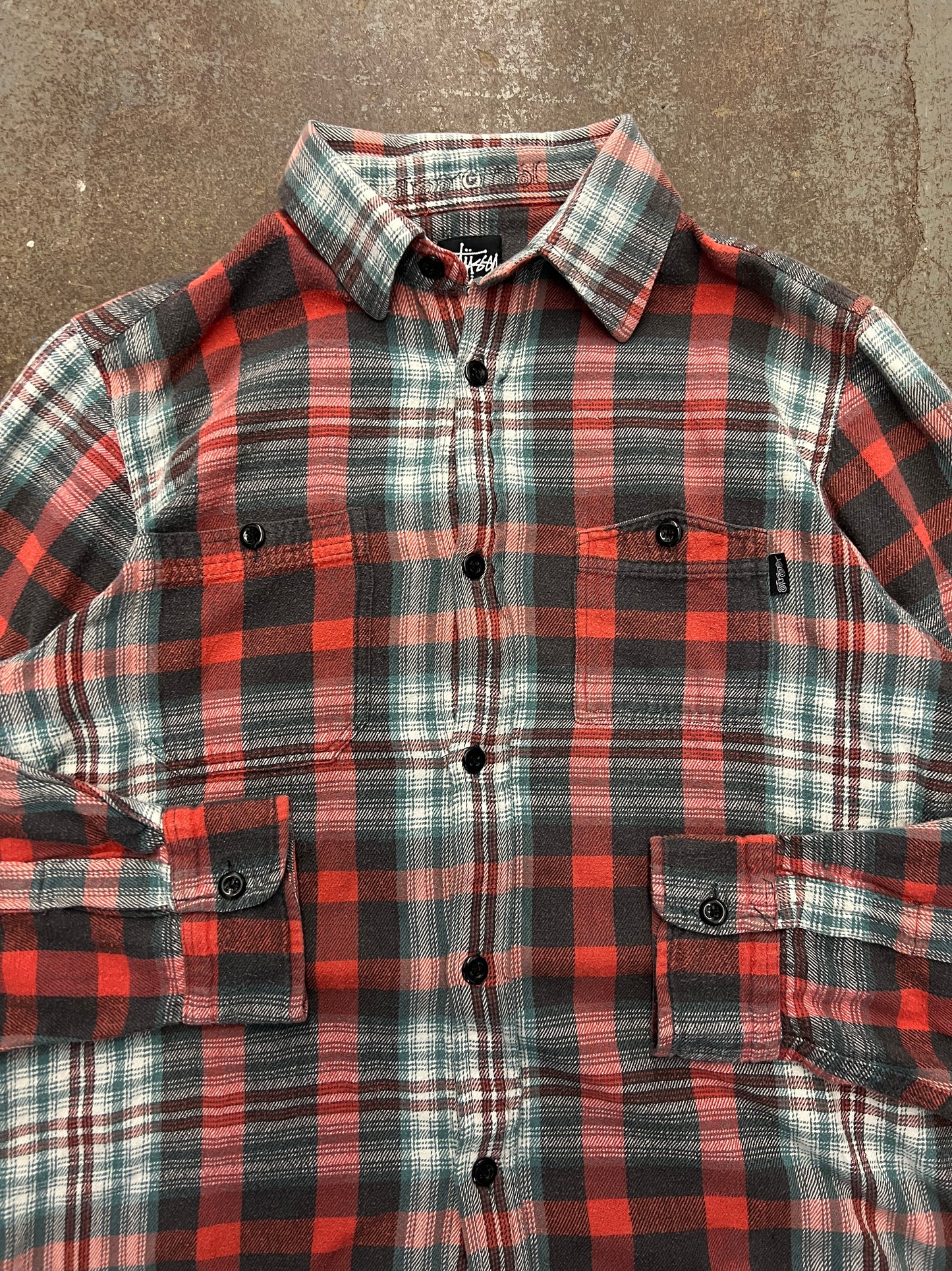 2000's Stussy Cotton Flannel Button Up Shirt - M