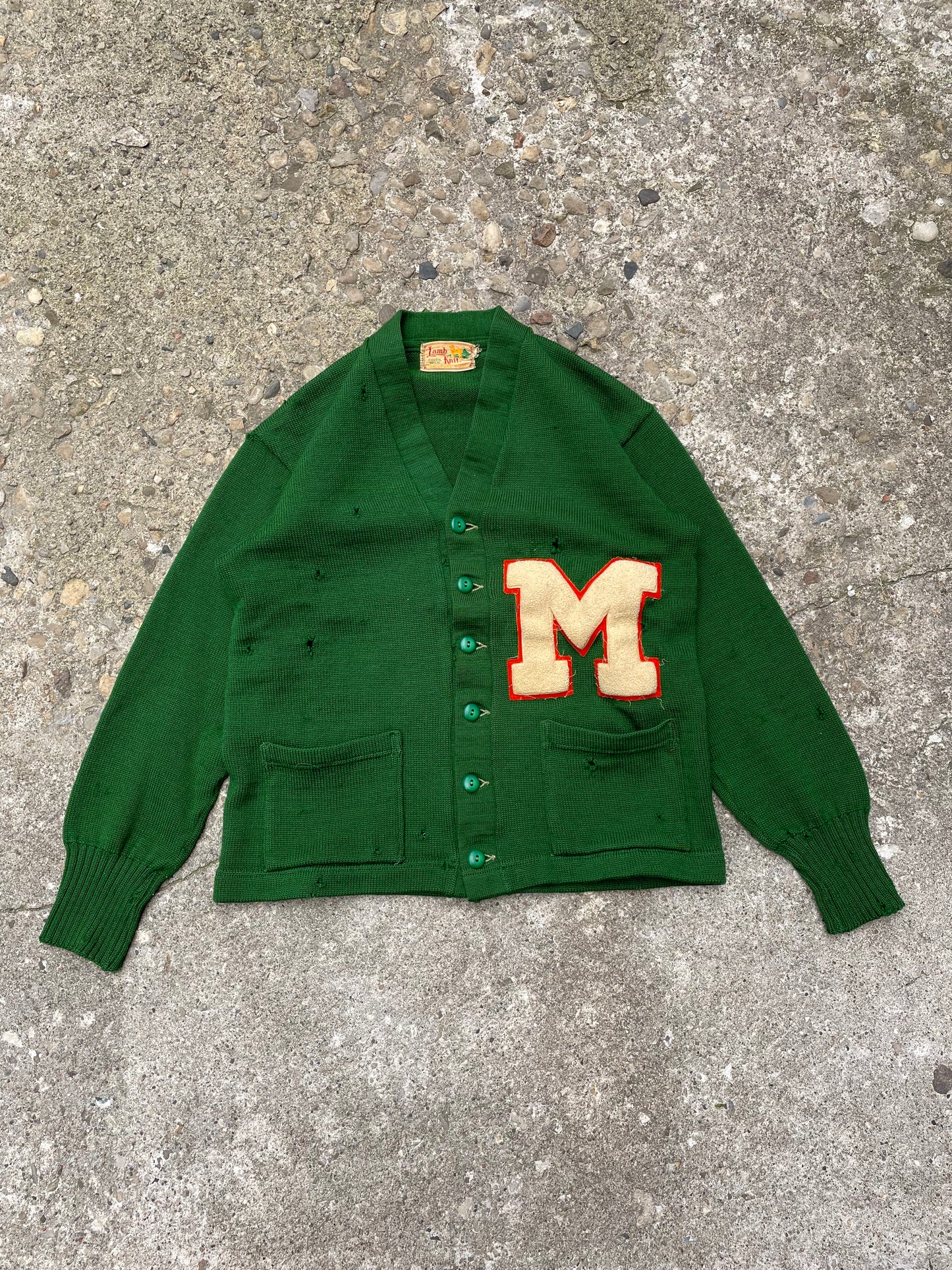 1950's Letterman Wool Cardigan Sweater - M