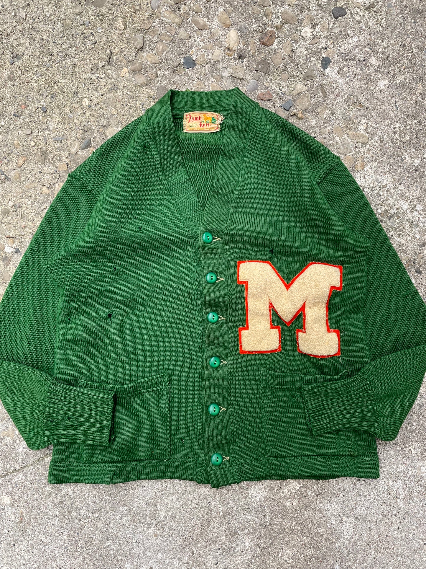 1950's Letterman Wool Cardigan Sweater - M