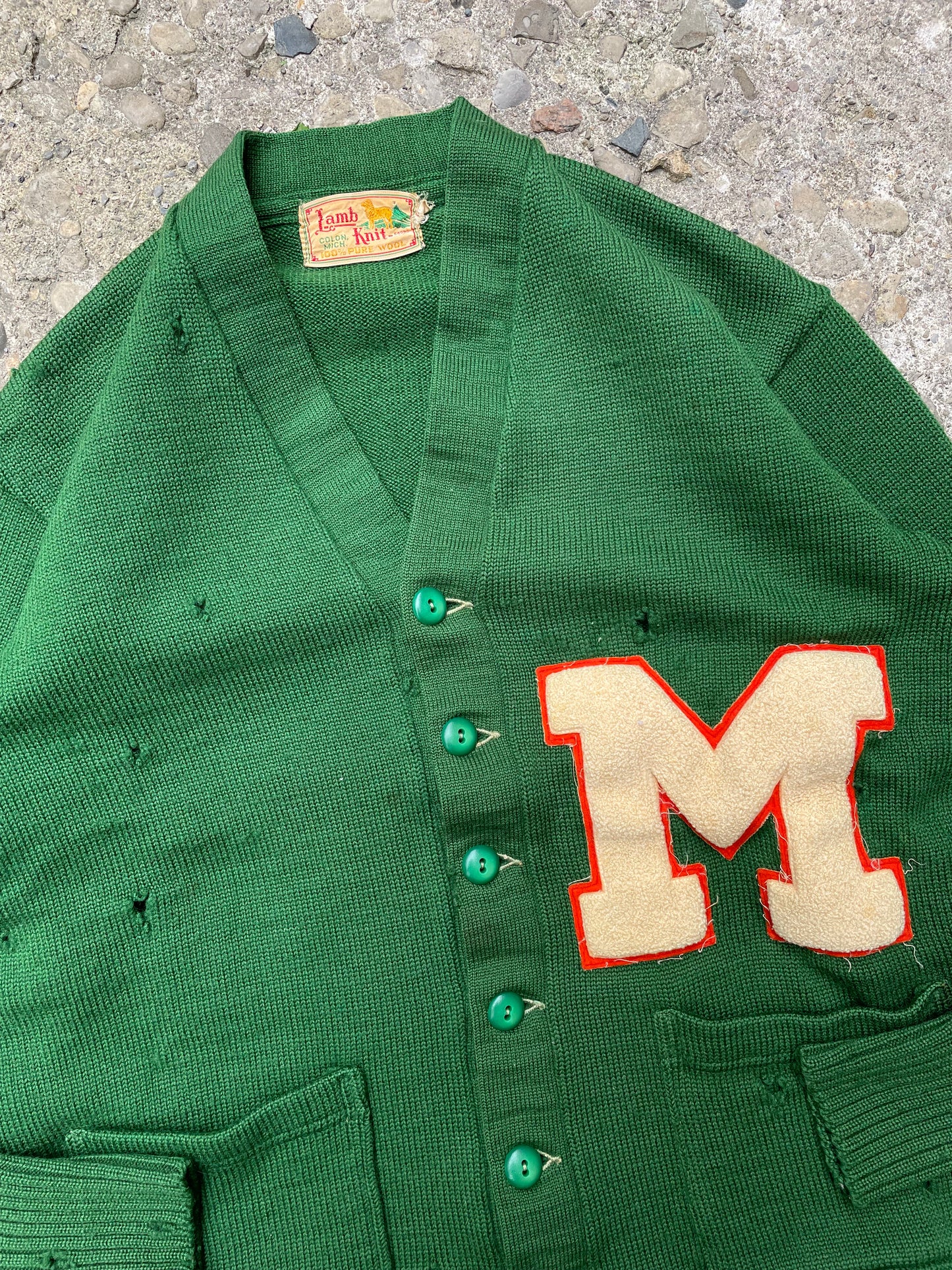 1950's Letterman Wool Cardigan Sweater - M