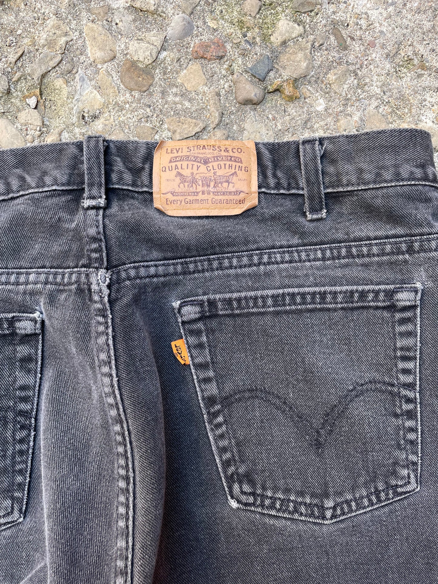 1990's Levi's 619 Orange Tab Faded Black Denim Jeans - 37