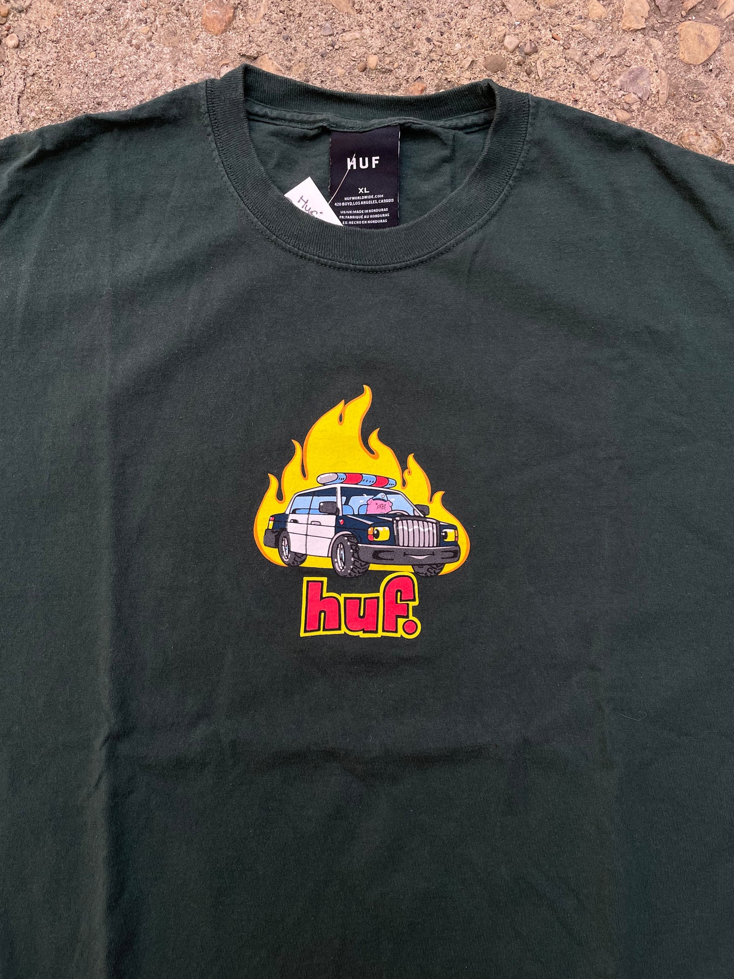 Huf Skateboards Flaming Police Car T-Shirt - XL