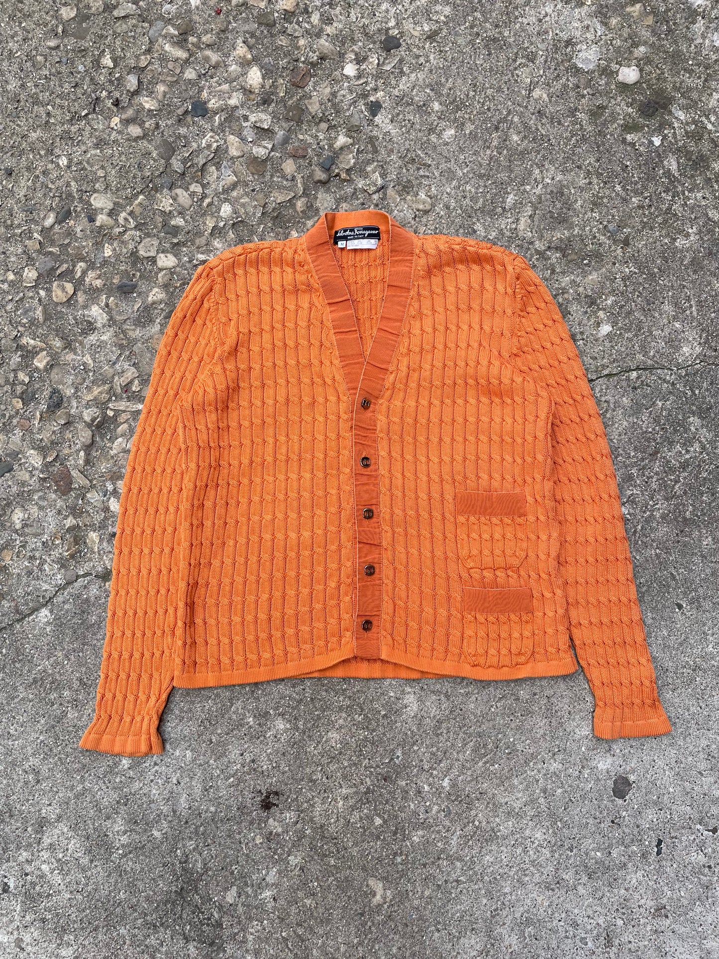 1980's/1990's Salvatore Ferragamo Wool & Rayon Knit Cardigan Sweater - M