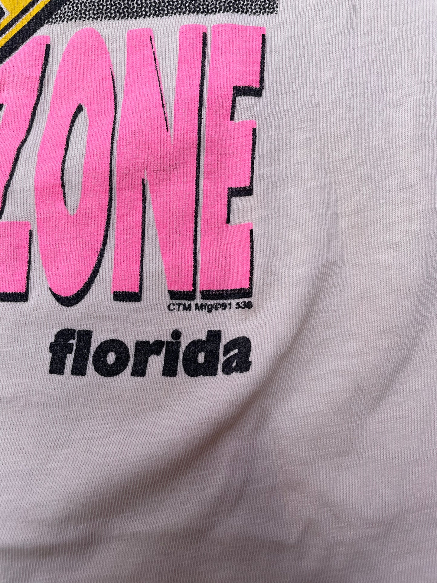 1991 'Warning Shark Zone' Florida Graphic T-Shirt - L