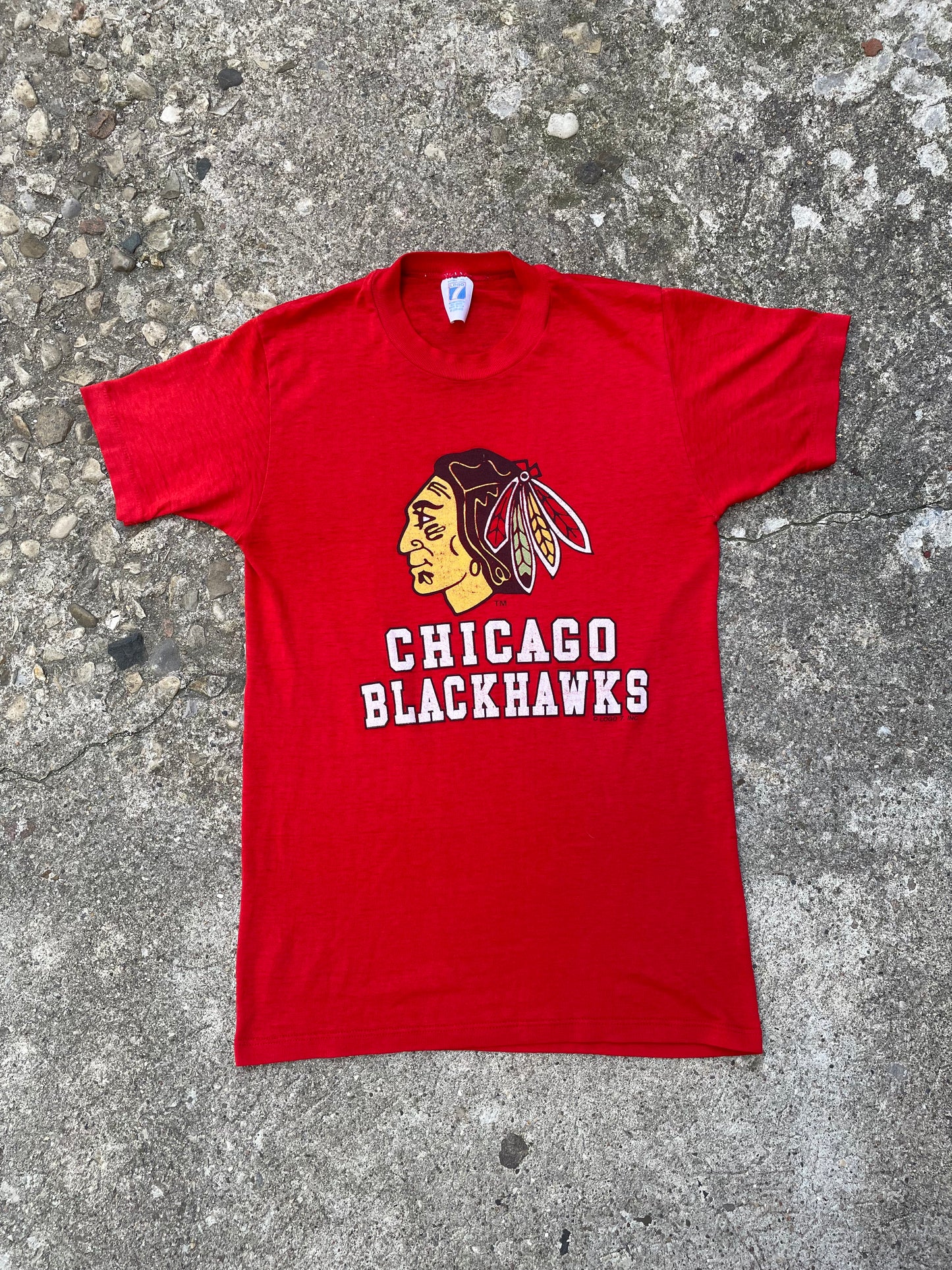 1980's/1990's Logo 7 Chicago Blackhawks Graphic T-Shirt - S