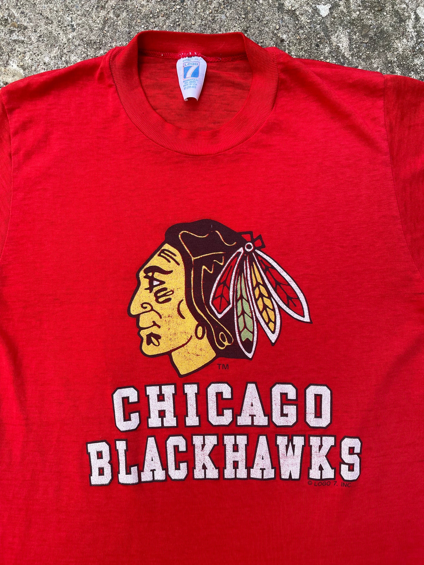 1980's/1990's Logo 7 Chicago Blackhawks Graphic T-Shirt - S