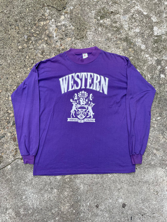 1990's University of Western Graphic Long Sleeve T-Shirt - XL